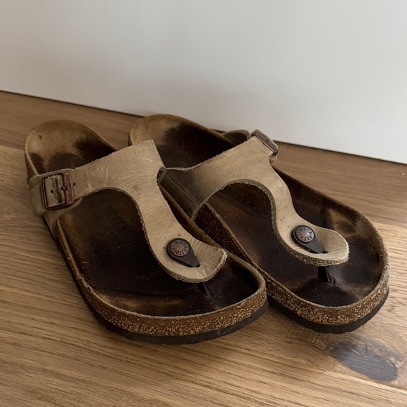 Birkenstock Cream and Brown Sandals - Picture 1 of 5